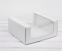 Коробка из плотного картона, 24х24х11 см, с круговым окном, белая У0102102