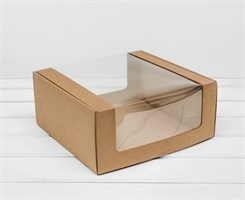 Коробка из плотного картона, 24х24х11 см, с круговым окном, крафт У0102101