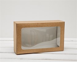 УЦЕНКА Коробка для выпечки, 23х14х6,5 см, с прозрачным окошком, крафт У0102083-УЦ