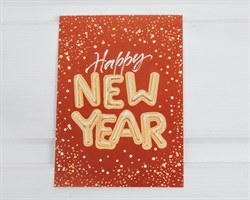 Открытка «Happy New Year», красная, 7,5х10,5 см, 1 шт.