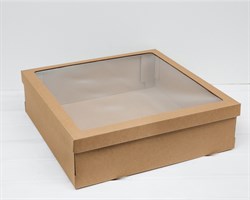 Коробка для венка самосборная, с прозрачным окошком, 40х40х12 см, крафт У0102103