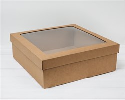 Коробка для венка самосборная, с прозрачным окошком, 35х35х12 см, крафт