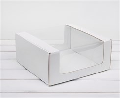УЦЕНКА Коробка из плотного картона, 24х24х11 см, с круговым окном, белая У0102102-УЦ