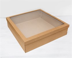 Коробка для венка самосборная, с прозрачным окошком, 48х48х12 см, крафт У0102105
