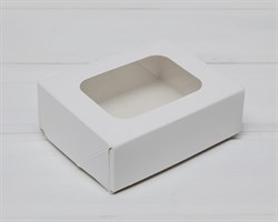 Коробка для выпечки и пирожных, 10х8х3,5 см, с прозрачным окошком, белая (белая внутри)
