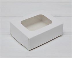 Коробка для выпечки и пирожных, 10х8х3,5 см, с прозрачным окошком, белая (белая внутри) У0102107