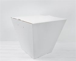 Коробка для цветов трапециевидная, низ 30 см, верх 50 см, высота 45 см, белая