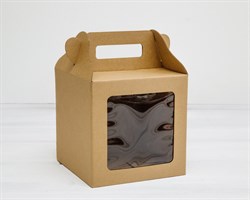 Коробка для кулича с окном и ручкой, 15х15х15 см, крафт У0114128