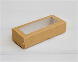 Коробка для выпечки и пирожных, 17х7х4 см, с прозрачным окошком, крафт У0102108