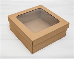 Коробка с окошком, 25х25х10 см, крышка-дно, крафт
