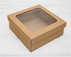 Коробка с окошком, 25х25х10 см, крышка-дно, крафт У0115051