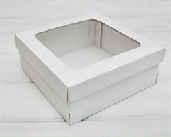 Коробка с окошком, 25х25х10 см, крышка-дно, белая У0115050