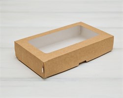 Коробка для выпечки и пирожных, 20х12х4 см, с прозрачным окошком, крафт У0102109