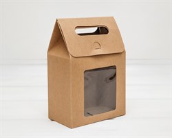 Коробка-пакет с окошком, 13,5х8х12,5 см, с прозрачным окошком, крафт У0102111