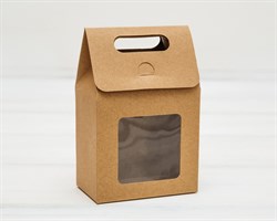 Коробка-пакет с окошком, 9,8х5,8х9,5 см, с прозрачным окошком, крафт У0102113