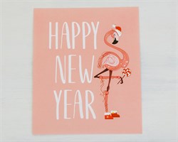 Открытка-карточка «Happy New Year», фламинго, 8,5х10,5 см