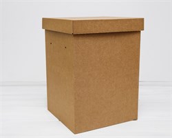 Коробка подарочная для цветов, 23х23х32,5 см, с крышкой, БЕЗ ЛЕНТ, крафт