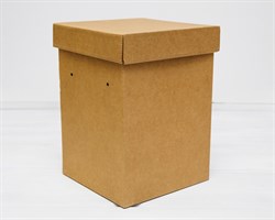 Коробка подарочная для цветов, 17,5х17,5х25 см, с крышкой, БЕЗ ЛЕНТ, крафт У0110010