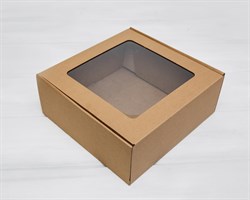 УЦЕНКА Коробка с окошком, 25х25х10 см, из плотного картона, крафт