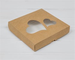 Подарочная коробка «Сердца» для выпечки и пирожных, 20х20х4 см, крафт