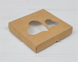 Подарочная коробка «Сердца» для выпечки и пирожных, 20х20х4 см, крафт У1208025