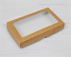 Коробка для выпечки и пирожных, 25х15х4 см, с прозрачным окошком, крафт У0102129