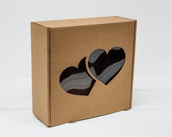 Коробка подарочная с окошком «Два сердца», 25х25х10 см, крафт