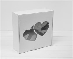 Коробка подарочная с окошком «Два сердца», 25х25х10 см, белая