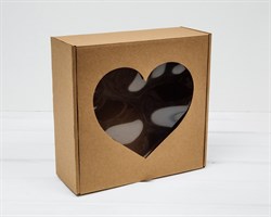 Коробка подарочная с окошком «Сердце», 25х25х10 см, крафт
