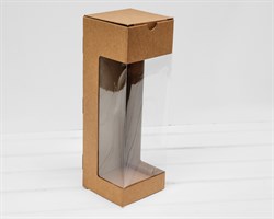 Коробка для бутылки, с круговым окном, 11х11х32 см, крафт