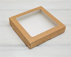 Коробка для выпечки и пирожных, 26х26х4 см, с прозрачным окошком, крафт
