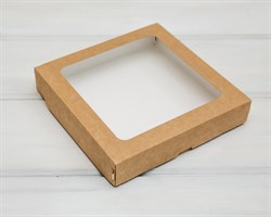 Коробка для выпечки и пирожных, 26х26х4 см, с прозрачным окошком, крафт У0102123