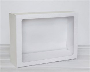 Коробка с прозрачным окошком, 40х30х12 см, белая У0102017