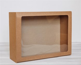 Коробка с прозрачным окошком, 40х30х12 см, крафт