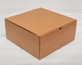 Коробка для высокого пирога, 28х28х13 см из плотного картона, крафт