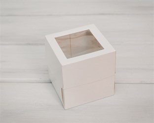 Коробка для капкейков/маффинов на 1 шт, с прозрачным окошком, 10х10х11 см, белая