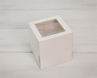 Коробка для капкейков/маффинов на 1 шт, с прозрачным окошком, 10х10х11 см, белая У0101036