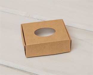 Коробка маленькая с окошком, 7х6х2,5 см, крафт