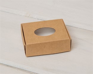 Коробка маленькая с окошком, 7х6х2,5 см, крафт У0102035