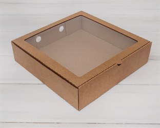 Коробка с окошком, 28х28х7 см, крафт