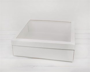 Коробка для венка с прозрачным окошком, 40х40х12 см, белая