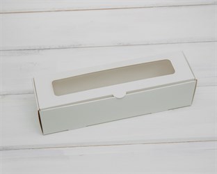 Коробка для макаронс на 6 шт, 19х5х5 см, с прозрачным окошком, белая