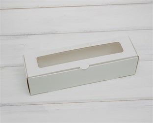 Коробка для макаронс на 6 шт, 19х5х5 см, с прозрачным окошком, белая У0102040