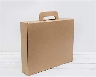 Коробка чемоданчик с ручкой, 33х28х7 см, крафт