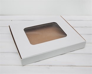 Коробка плоская с окошком, 36х30,5х4,5 см, белая