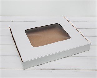 Коробка плоская с окошком, 36х30,5х4,5 см, белая У0102046