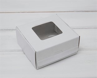 Коробка для выпечки и пирожных, 10,5х10х5 см, с прозрачным окошком, белая