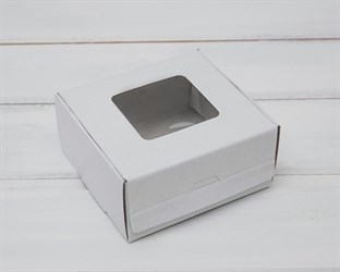 Коробка для выпечки и пирожных, 10,5х10х5 см, с прозрачным окошком, белая У0102047