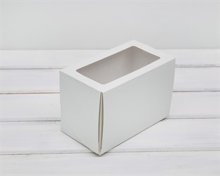 Коробка для капкейков/маффинов на 2 шт, с прозрачным окошком, 16,5х9х11 см, белая