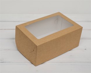 Коробка для выпечки, 25х16х11 см, с прозрачным окошком, крафт